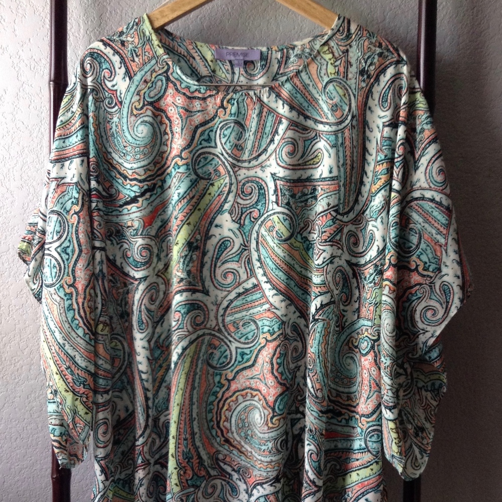 Premise Multi-Colored Asymmetrical Paisley Tunic
